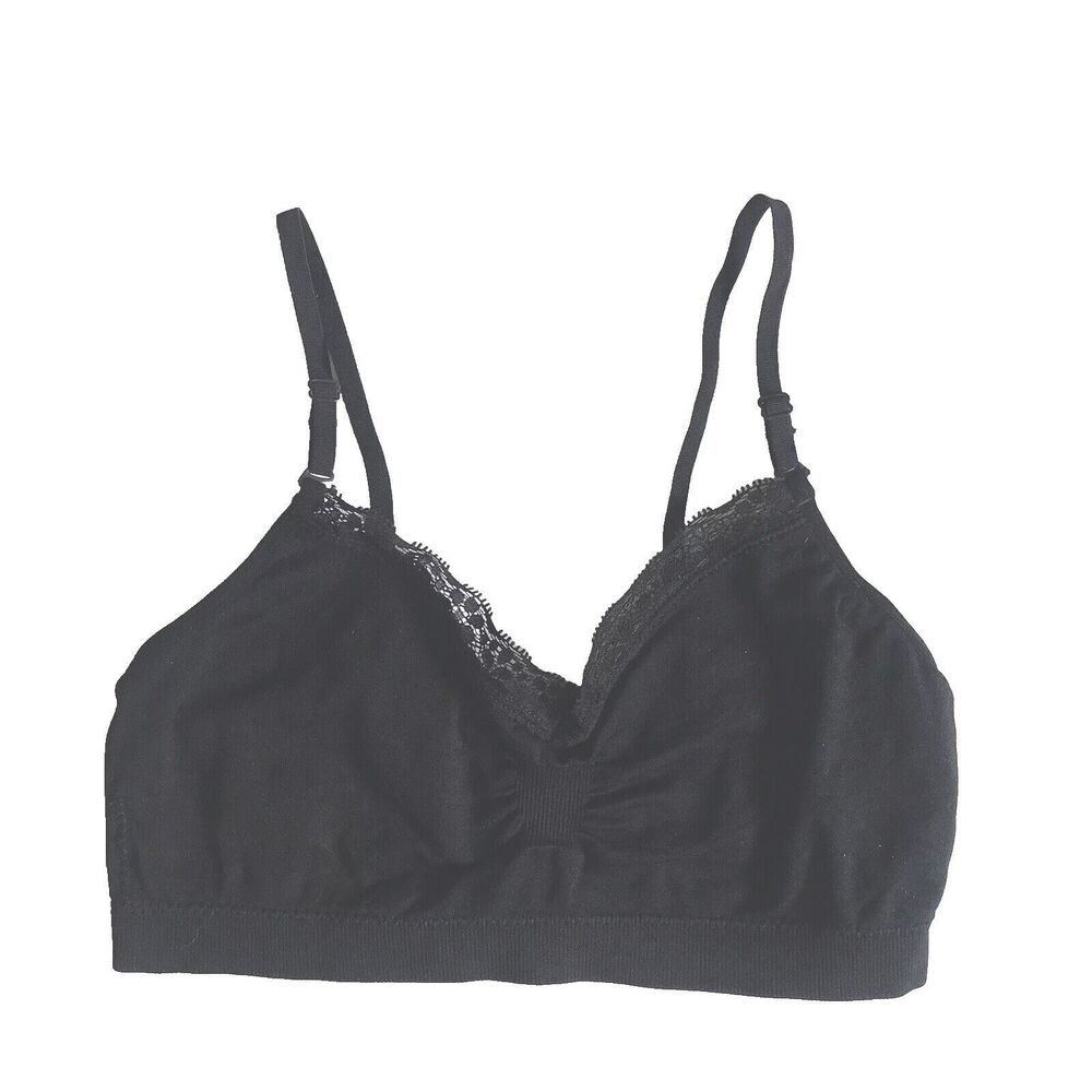 Anemone Seamless Bralette Bra IW11409 Black Lace Wirefree Adjustable O/S No Pads